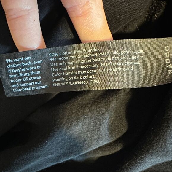 Eileen Fisher Jersey Cotton Black V-Neck Short Sleeve Pocket Dress XS - Picture 7 of 8